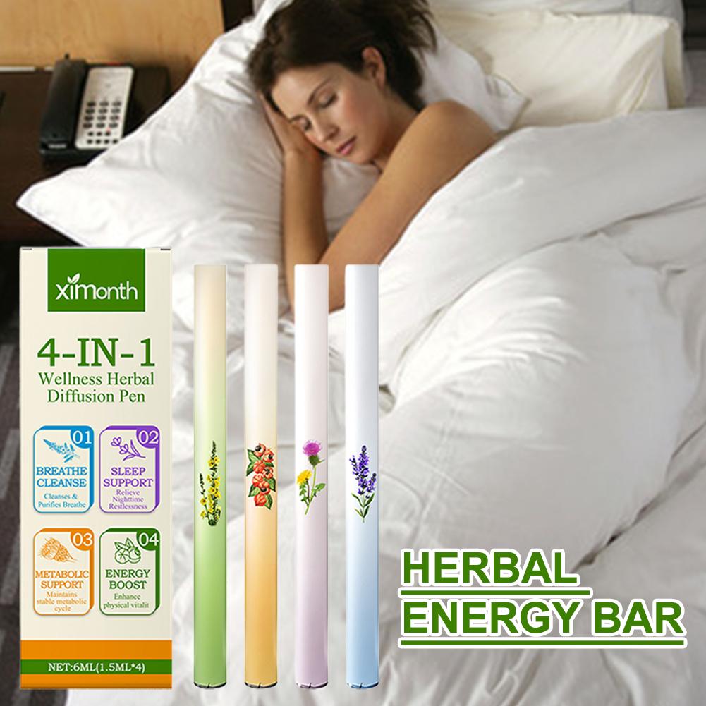 Herbal Wellness Products - 4pcs Diffuser Herbal dengan Mullein/Thyme/Mint/Guarana/Teh Hijau